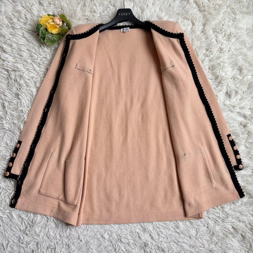 美品♡フォクシー カーディガン カシミヤ100% バイカラー ミドル丈 42
