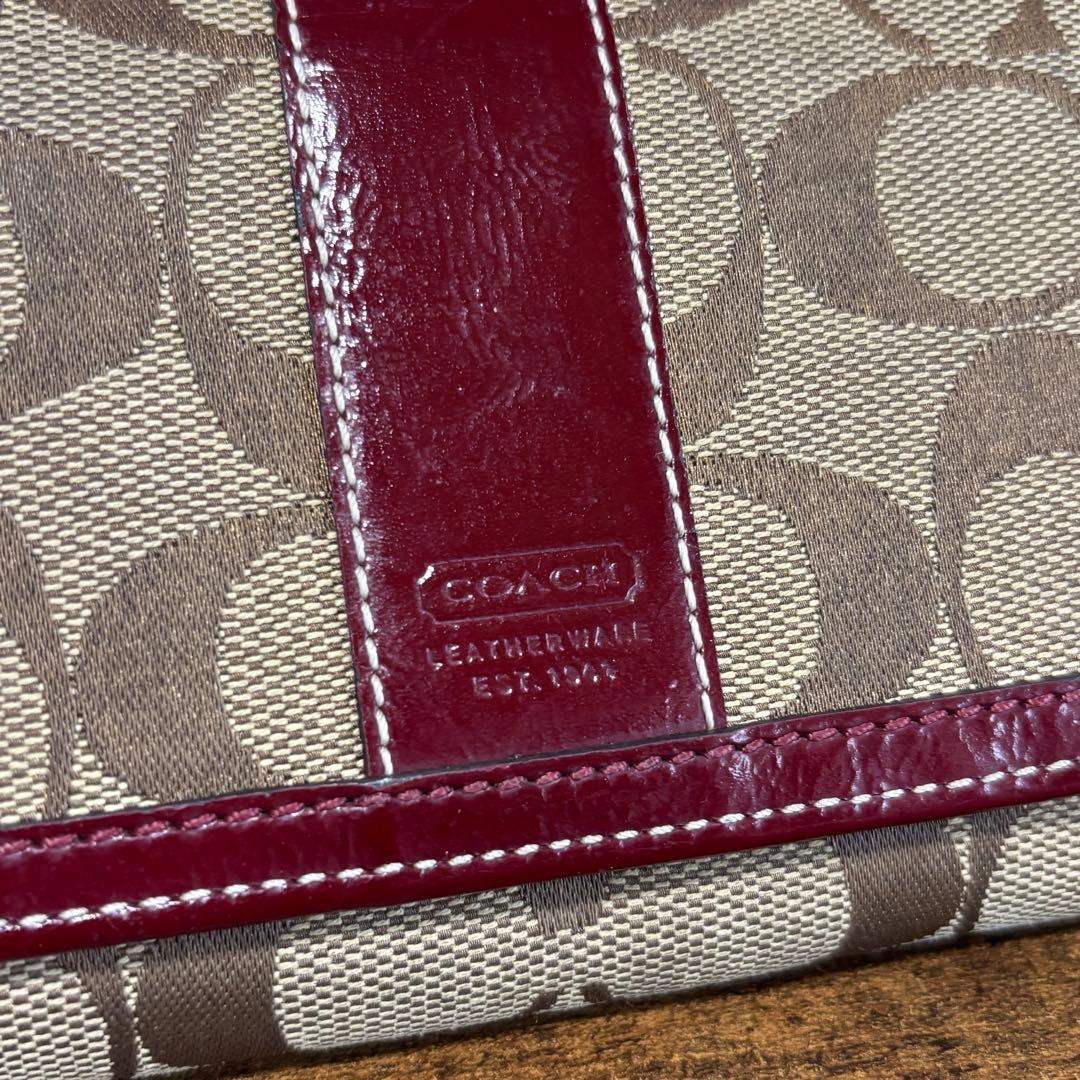 コーチ　coach 折り財布　シグネチャー　キャンバス　エナメル　札入れ
