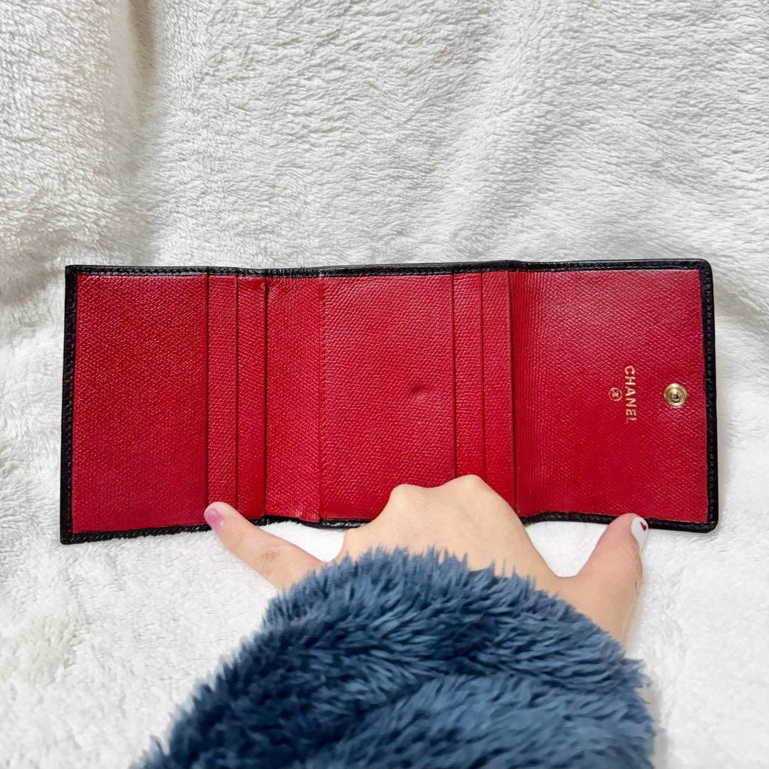 ✨正規品✨ CHANEL シャネル 折り財布　Wホック　ココボタン　ブラック