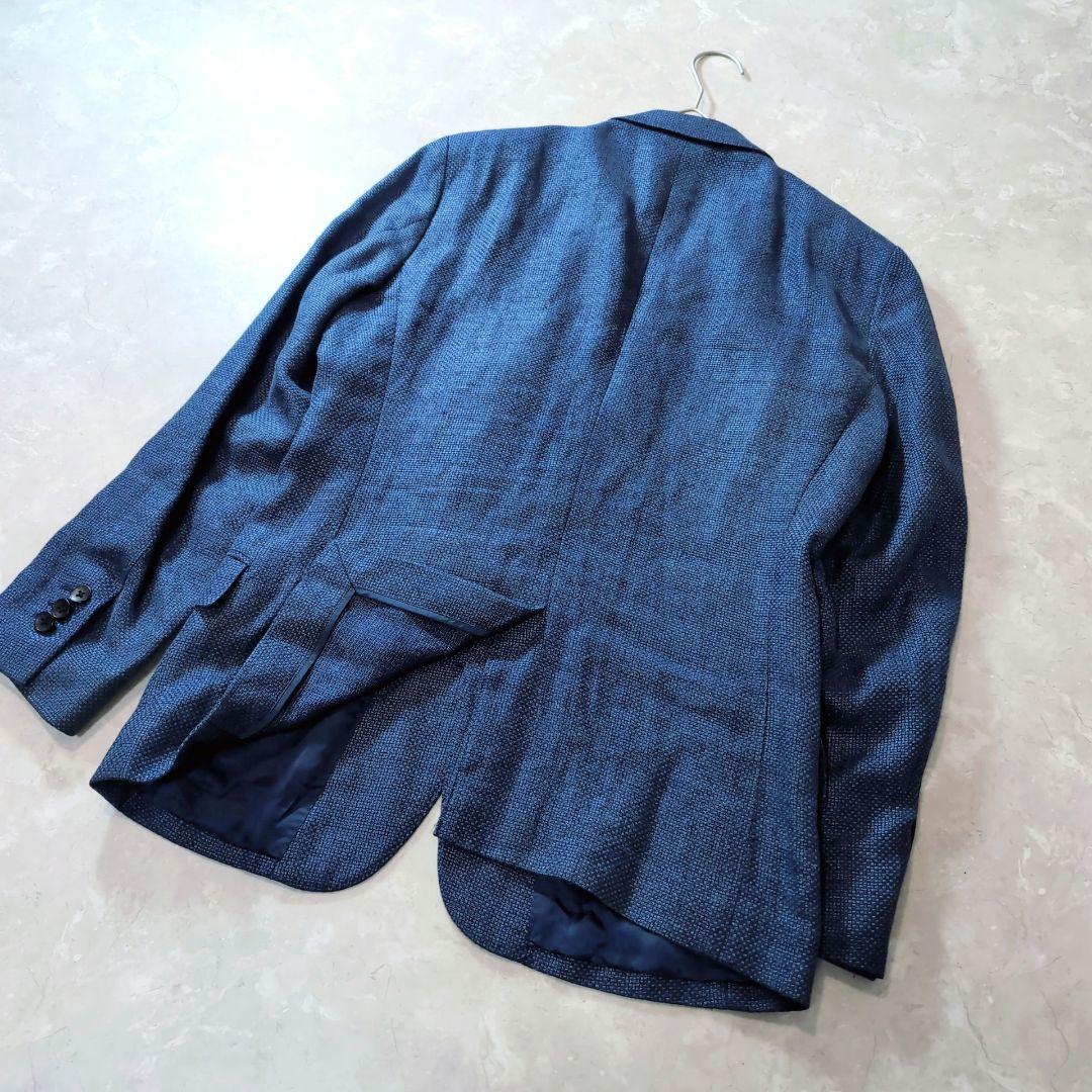【極美品】高級伊製生地 REDA　リネンジャケット　ネイビー　M　春夏　ソフコン