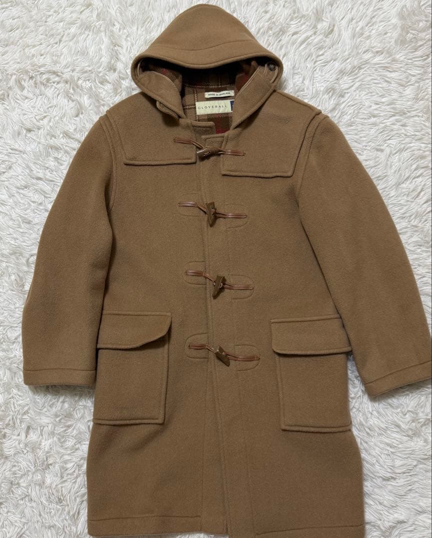 【美品】Gloverall ダッフルコート　英国製　キャメル　チェック柄