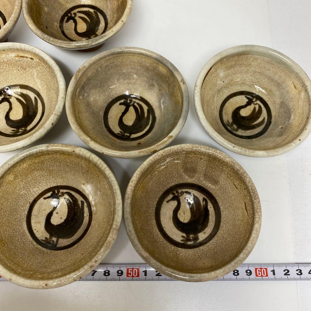 江戸時代　鉄絵向付8客　幅約9.6㎝　タヒチル　東さ7-1014②