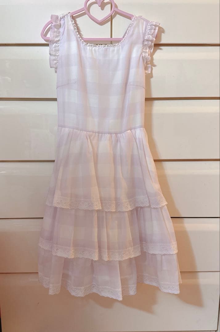 ね*け様 Fairy love Gingham check ワンピース ピンク