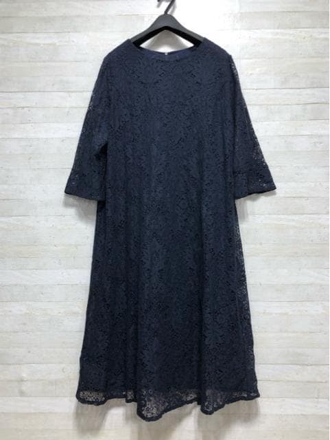 新品☆LL♪紺♪総レースの上品ワンピース♪大人フォーマル♪パーティー☆Q455