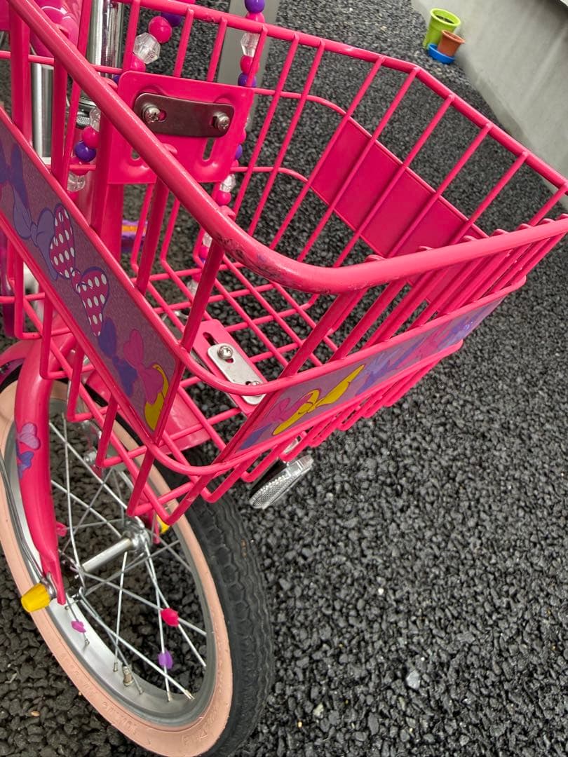 【美品・室内保管】アイデス ミニーマウス 子供用自転車 16インチ 補助輪付