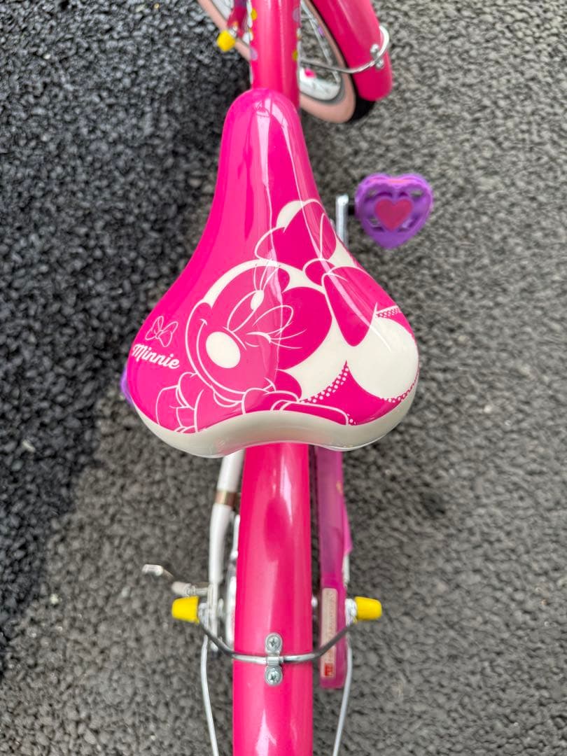 【美品・室内保管】アイデス ミニーマウス 子供用自転車 16インチ 補助輪付