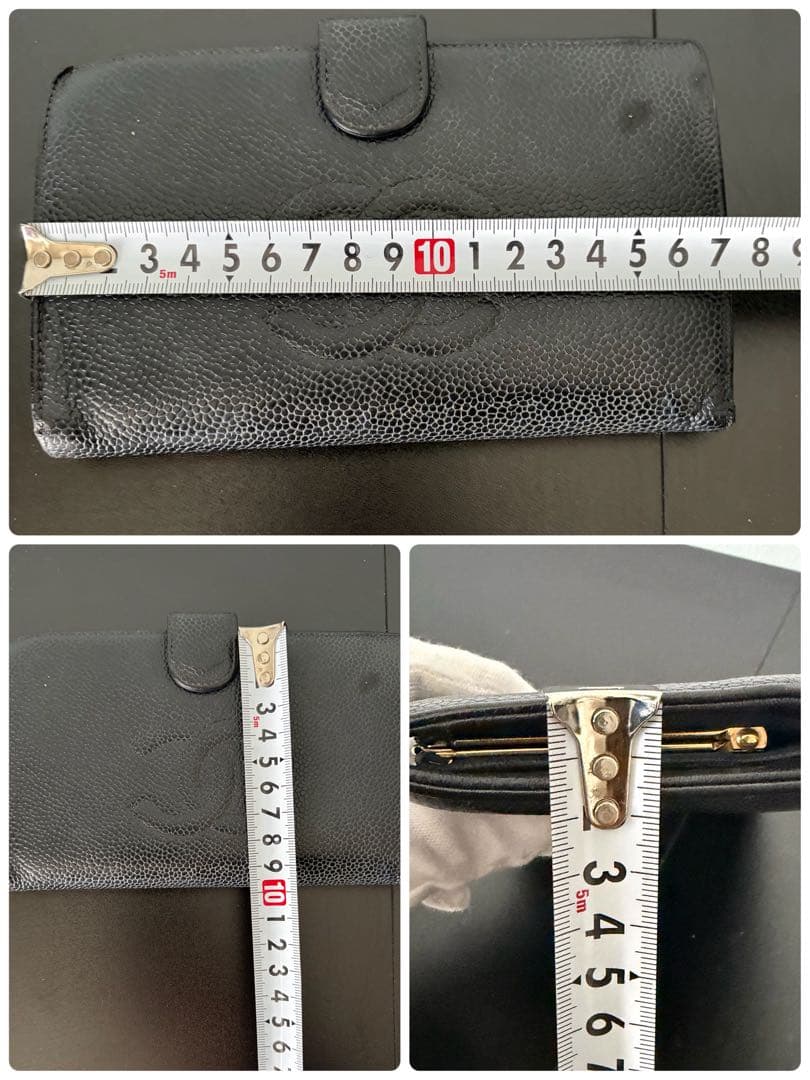 正規品☆CHANEL(シャネル) キャビアスキン デカココマーク がま口 長財布