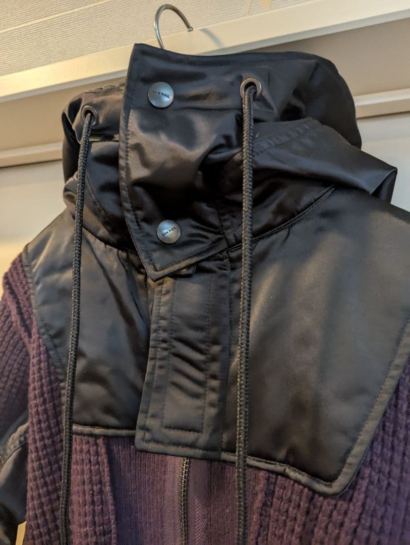 DIESEL 美品 フーテッド異素材ドッキングモッズコート