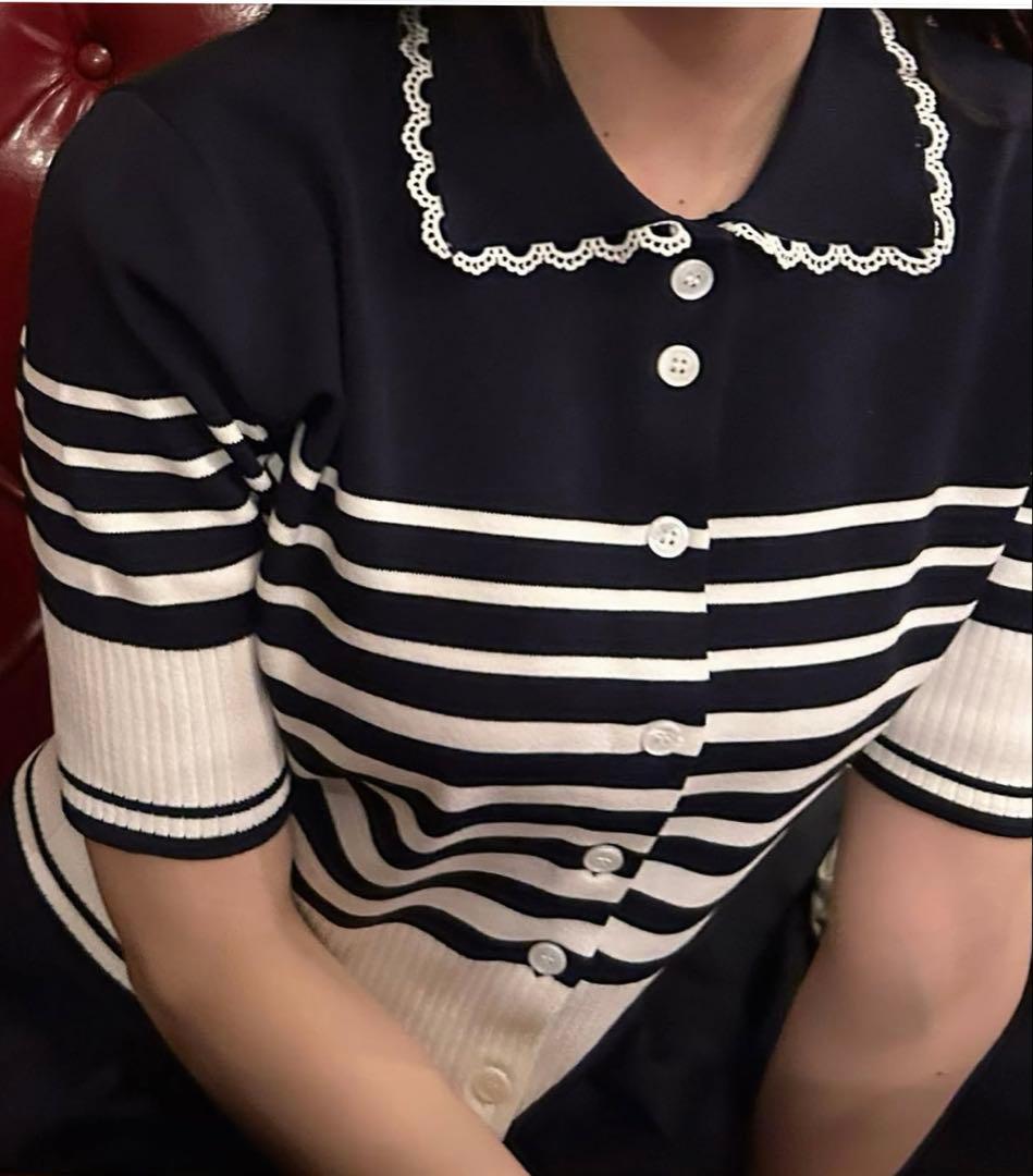Bibiy ROSIE SHIRT KNIT NAVY ネイビー　襟付きニット