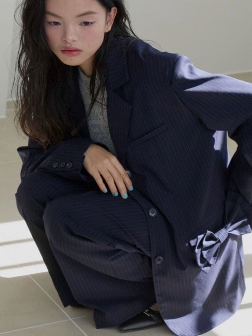 haek jacket with ribbon/リボン付きジャケットFEKETE