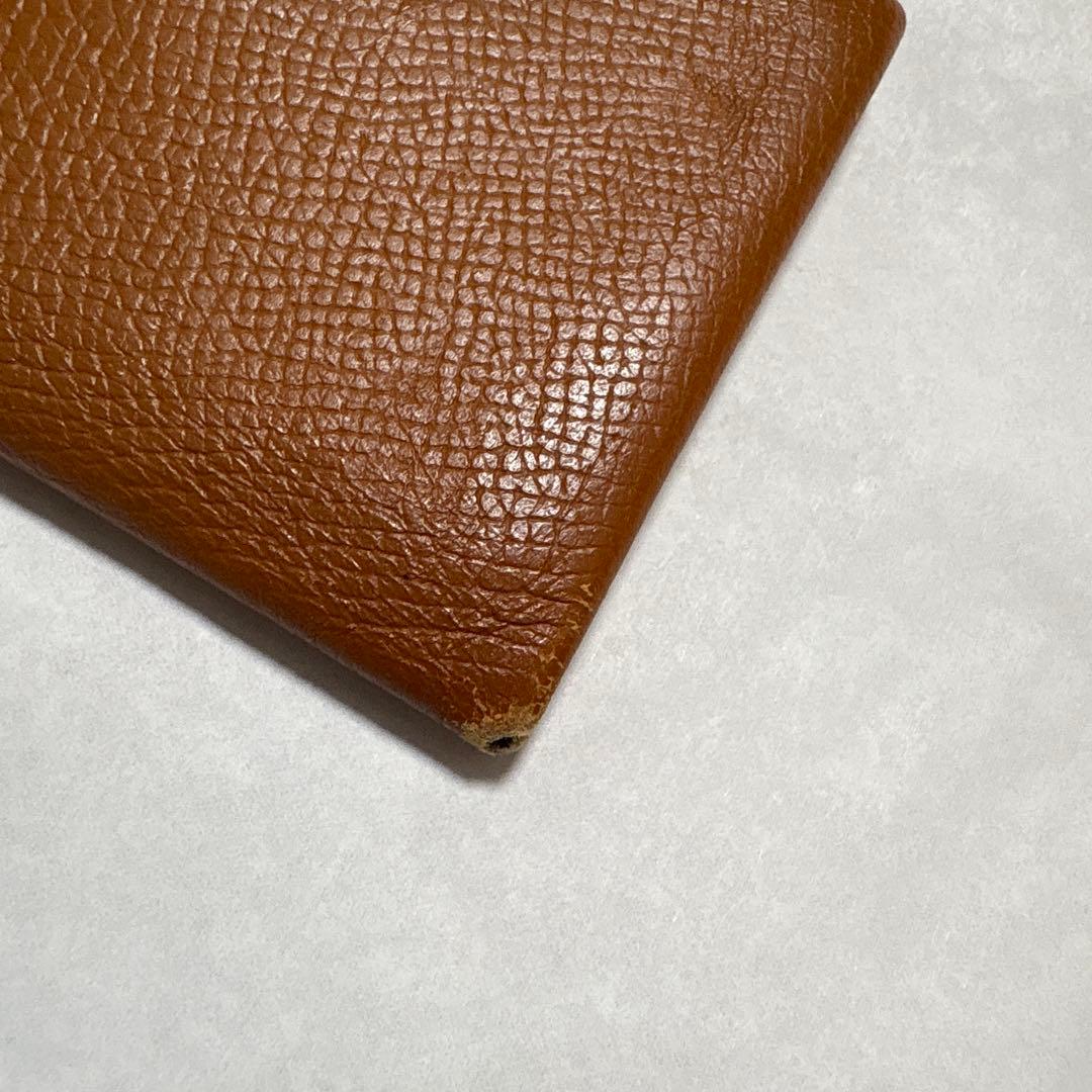 HERMES ブラウン レザー カードケース　名刺入れ　箱付き　リボン付き