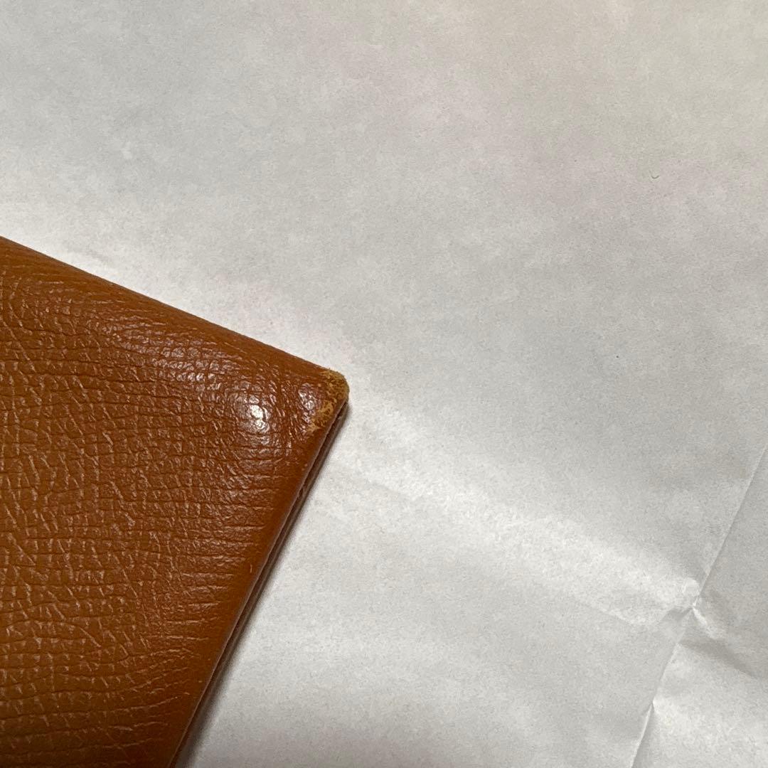 HERMES ブラウン レザー カードケース　名刺入れ　箱付き　リボン付き