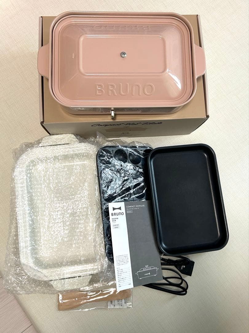 【美品】 BRUNO コンパクトホットプレート たこ焼き器　セラミックコート鍋