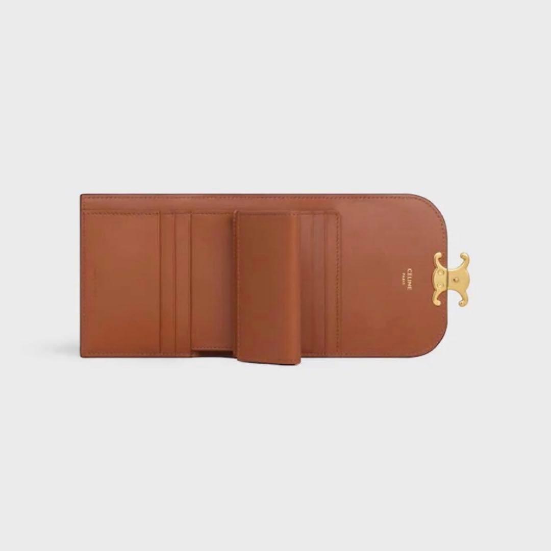 CELINE　スモールフラップウォレットトリオンフ　トリオンフキャンバス　タン