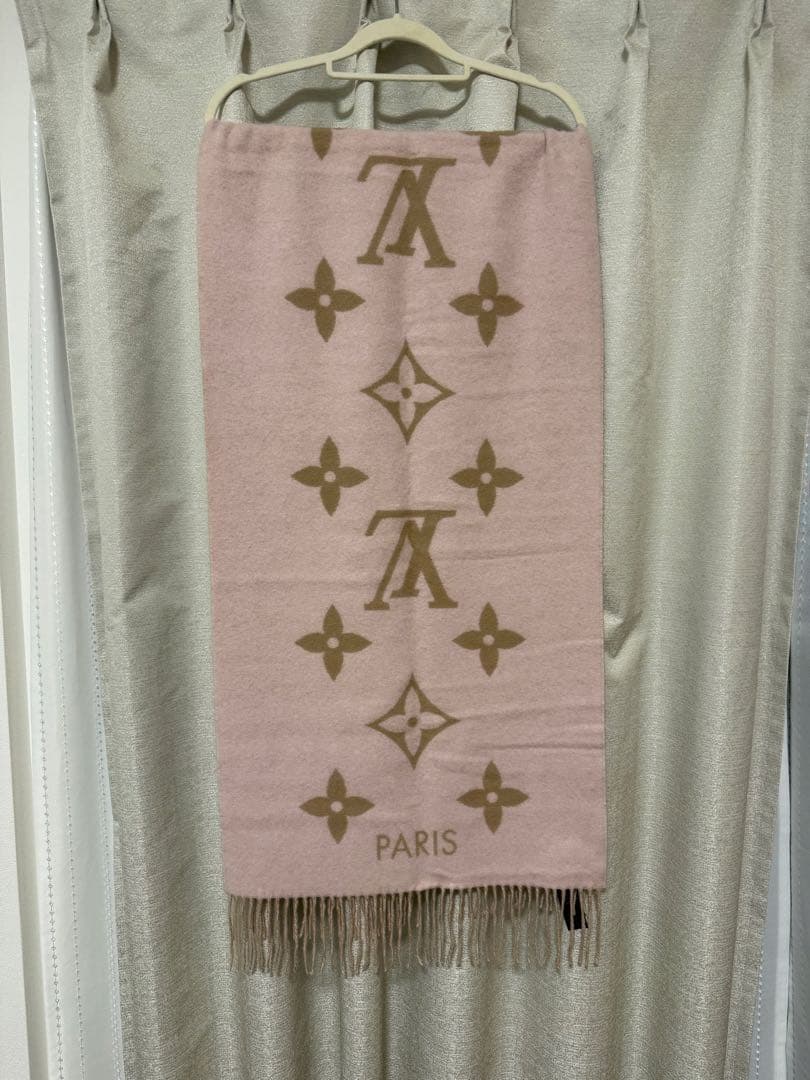 LOUIS VUITTON マフラー　カシミア ピンク ブラウン