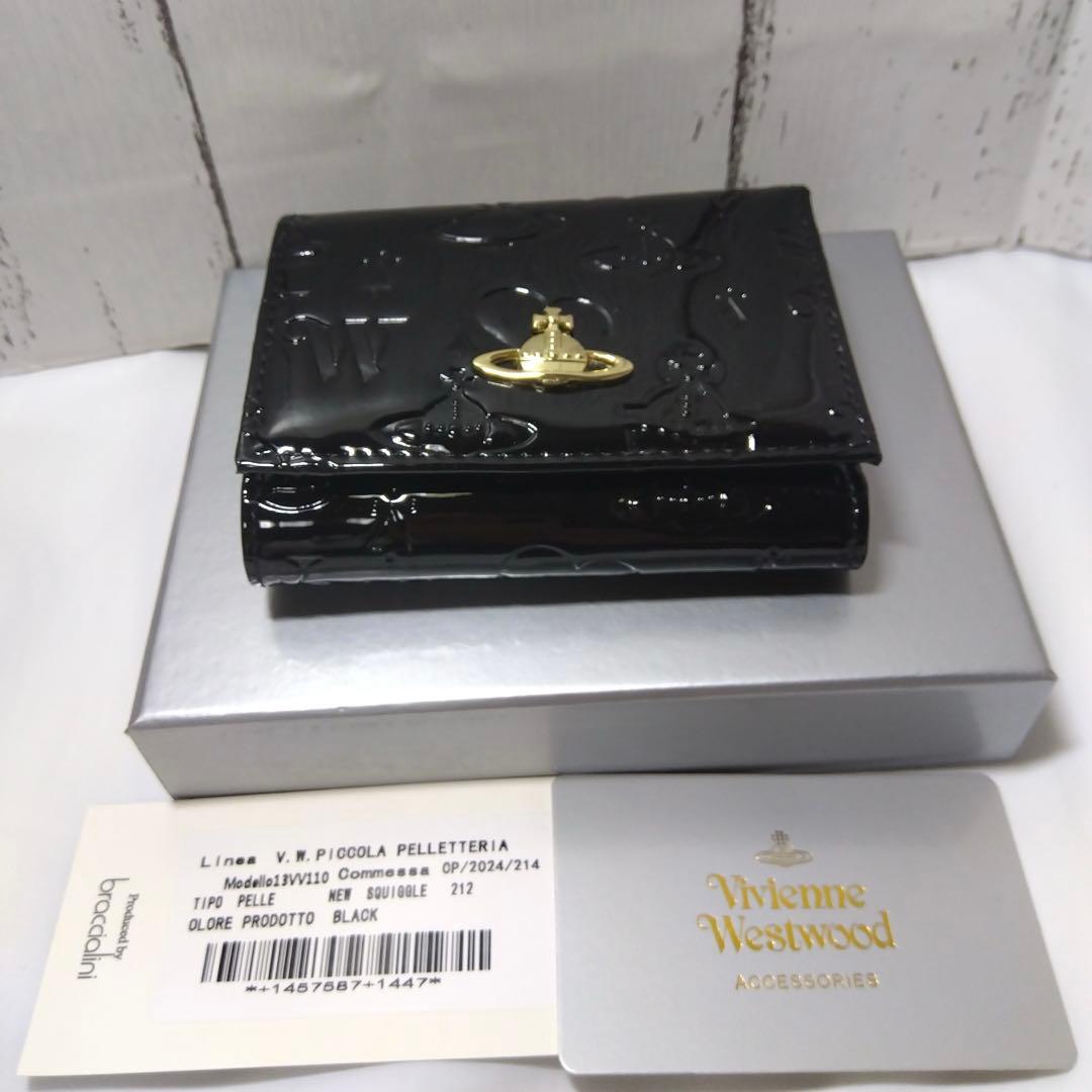 【ショッパー付き】VivienneWestwood♡三つ折財布♡エナメルブラック