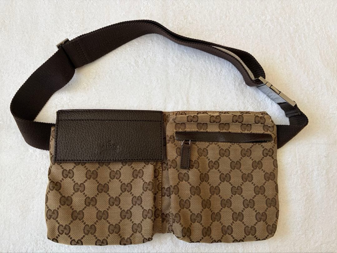 【美品】GUCCI グッチ ウエストポーチ GGキャンバス ボディバッグ