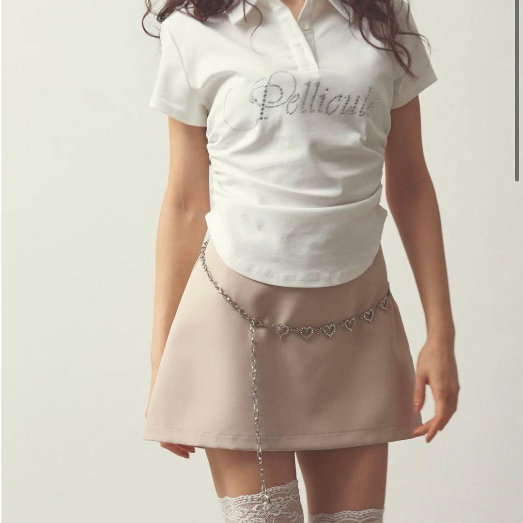 ペリキュール　PELLICULE lettering polo T ホワイト