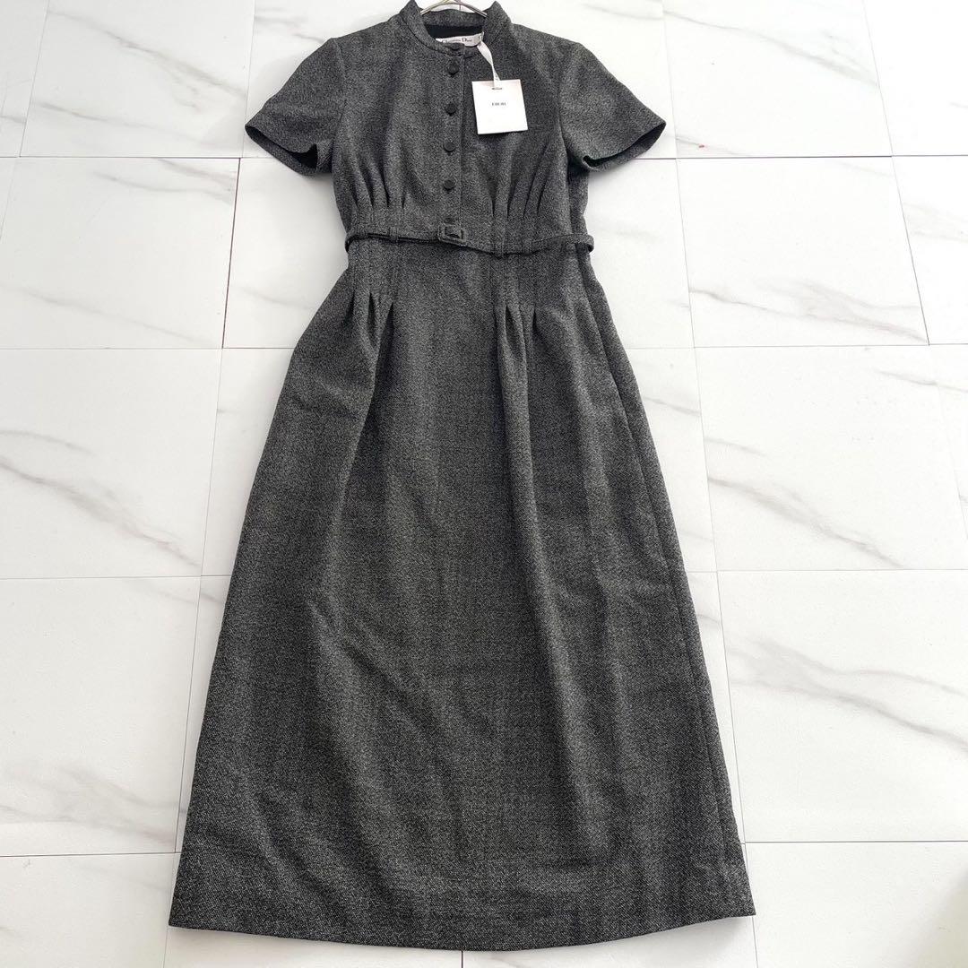 美品 タグ付✨Christian Dior ベルト付 ミディドレス ワンピース