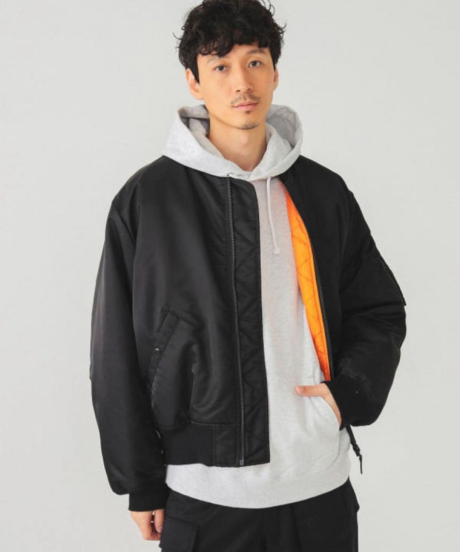 BEAMS MA-1　ブラック　L