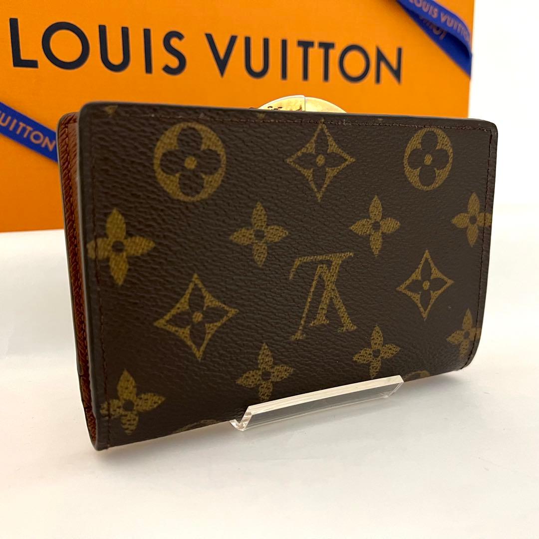 ルイヴィトン モノグラム ポルトフォイユ ヴィエノワ がま口 折り財布 ブラウン