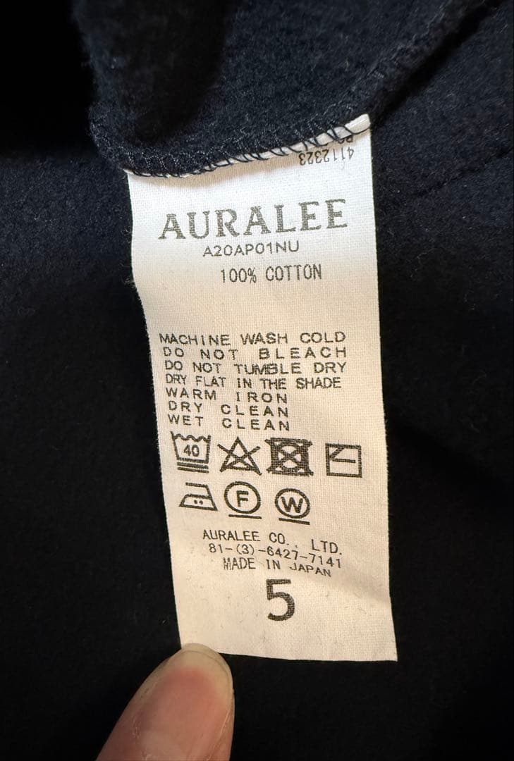 美品●AURALEEオーラリー●ハーフジップ●ブラック●サイズ5●