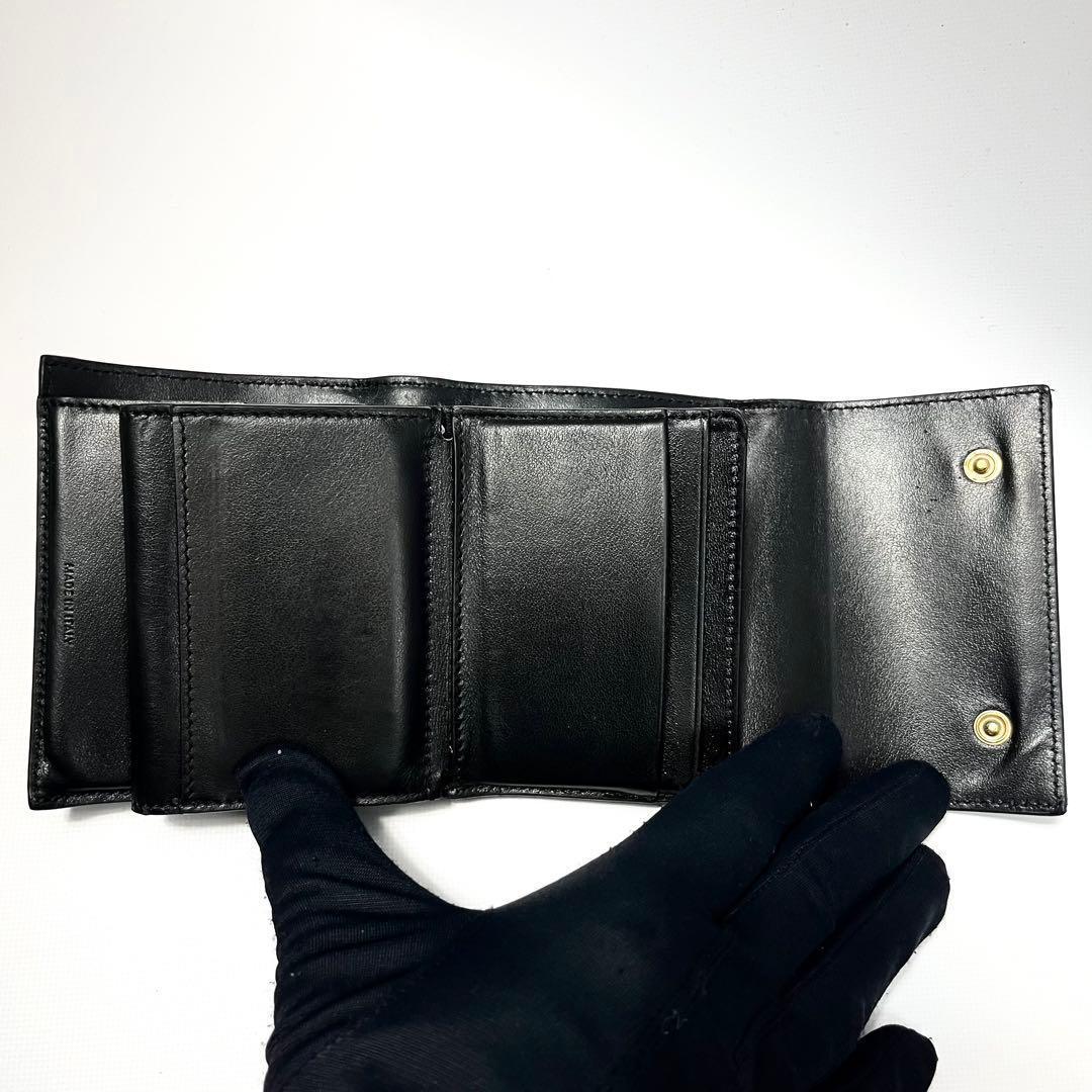 レア✨セリーヌ 三つ折り財布 スモールウォレット 刻印 レザー ブラック
