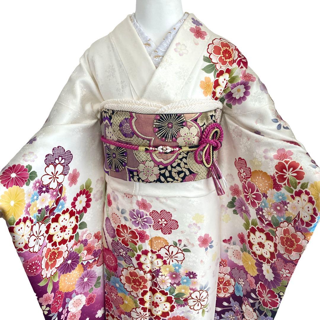 成人式 白 華やか 振袖6点セット‼️振袖セット‼️ NO5 ま19 フルセット可能