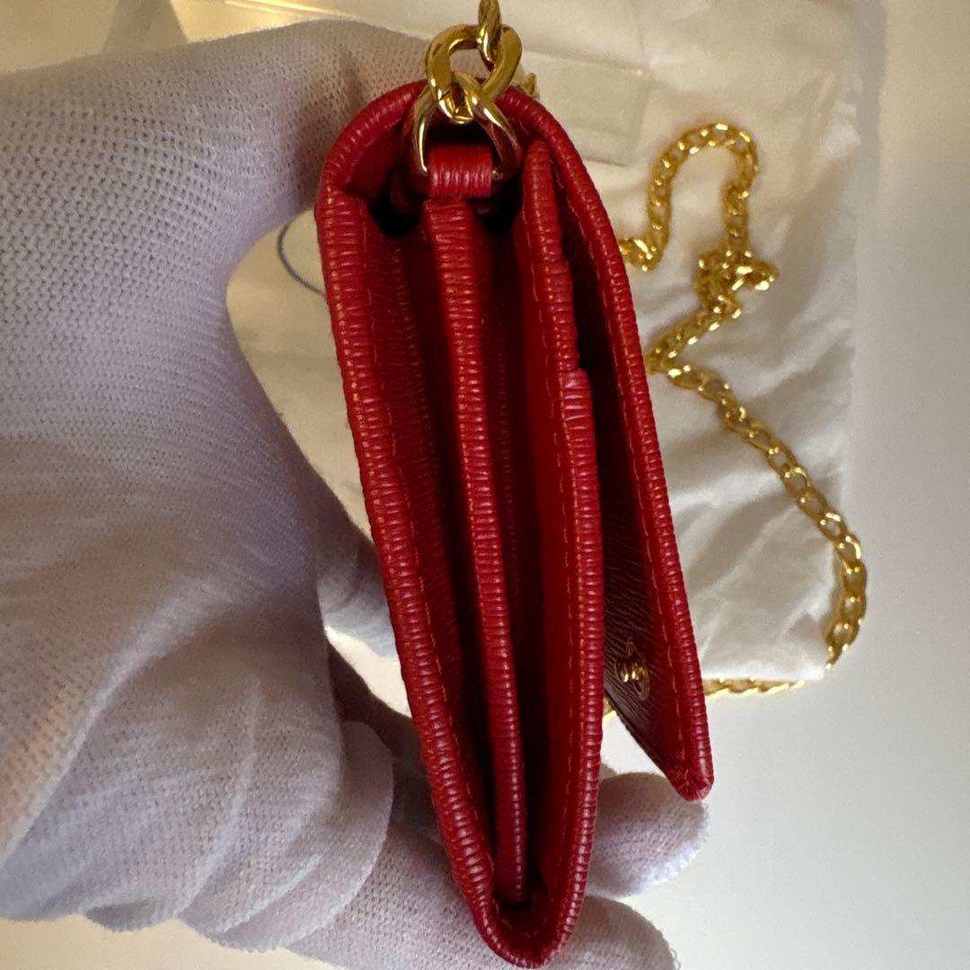 ⭐️PRADA⭐️プラダ サフィアーノ チェーンウォレット レッド