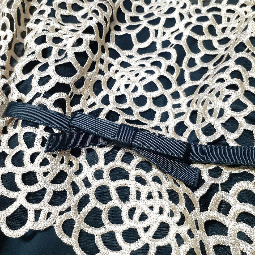 極美品⭐️タダシショージ メッシュ ドレス 花柄 ワンピース リボンベルト M