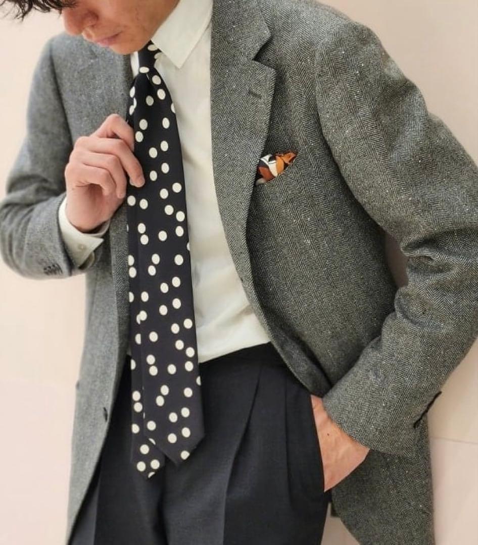 ビームスエフ LORO PIANA グレーヘリンボーン ジャケット