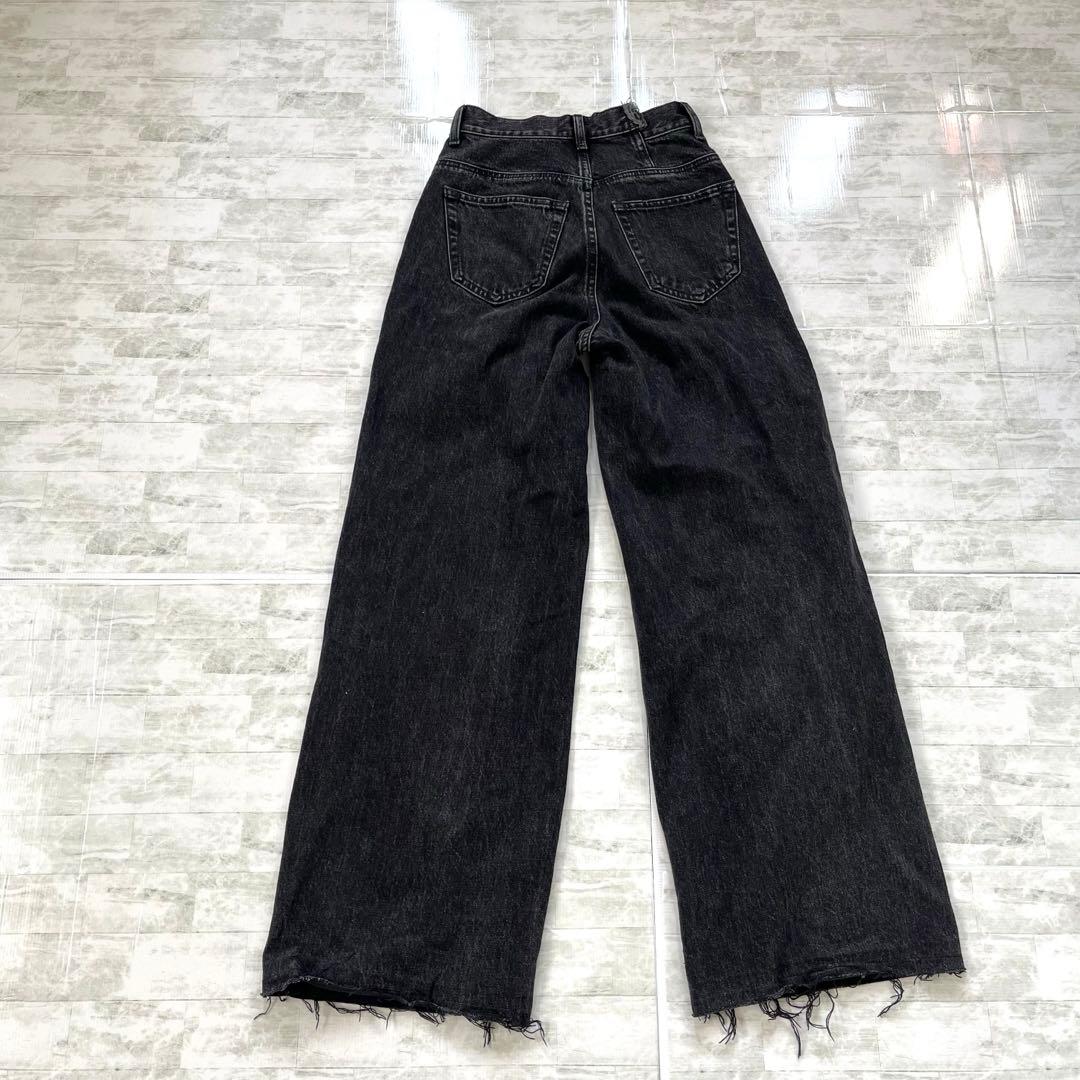 moussy CROSS WAIST WIDE ストレートS丈直し　ブラック
