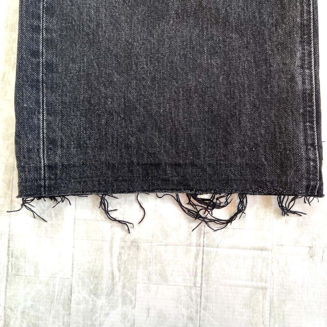 moussy CROSS WAIST WIDE ストレートS丈直し　ブラック