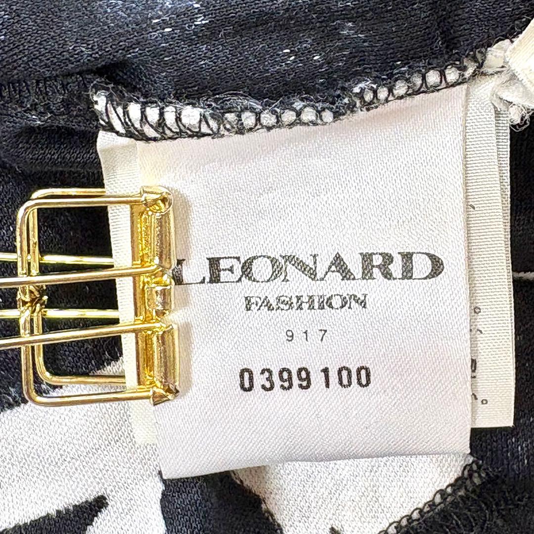 【レオナール】 半袖カットソー ブラック トリム　フラワー LEONARD