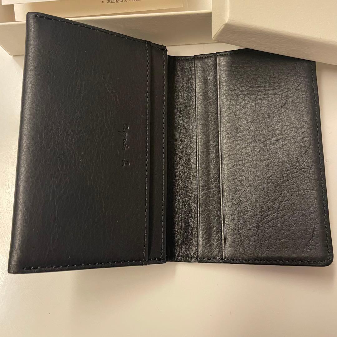 agnès b. アニエスベー　黒×ゴールド　レザー 名刺入れ　牛皮