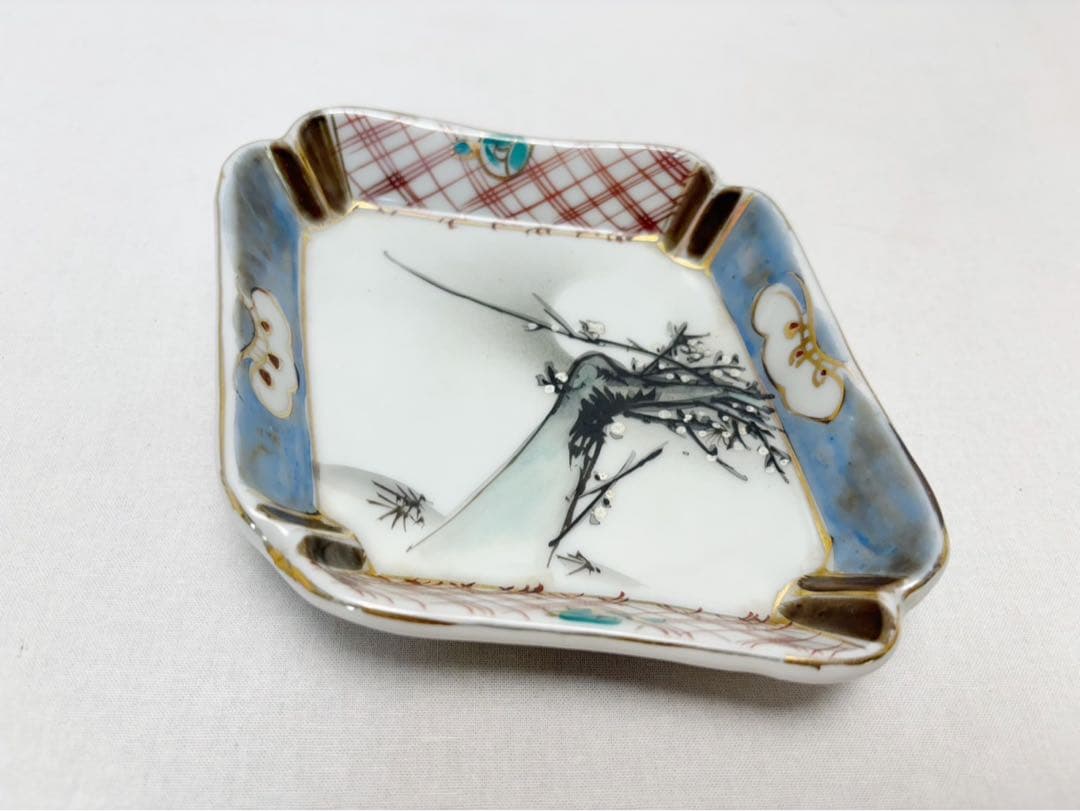 懐石道具 有田焼 松 竹 梅 色絵 菱形皿 十客組 刺身皿