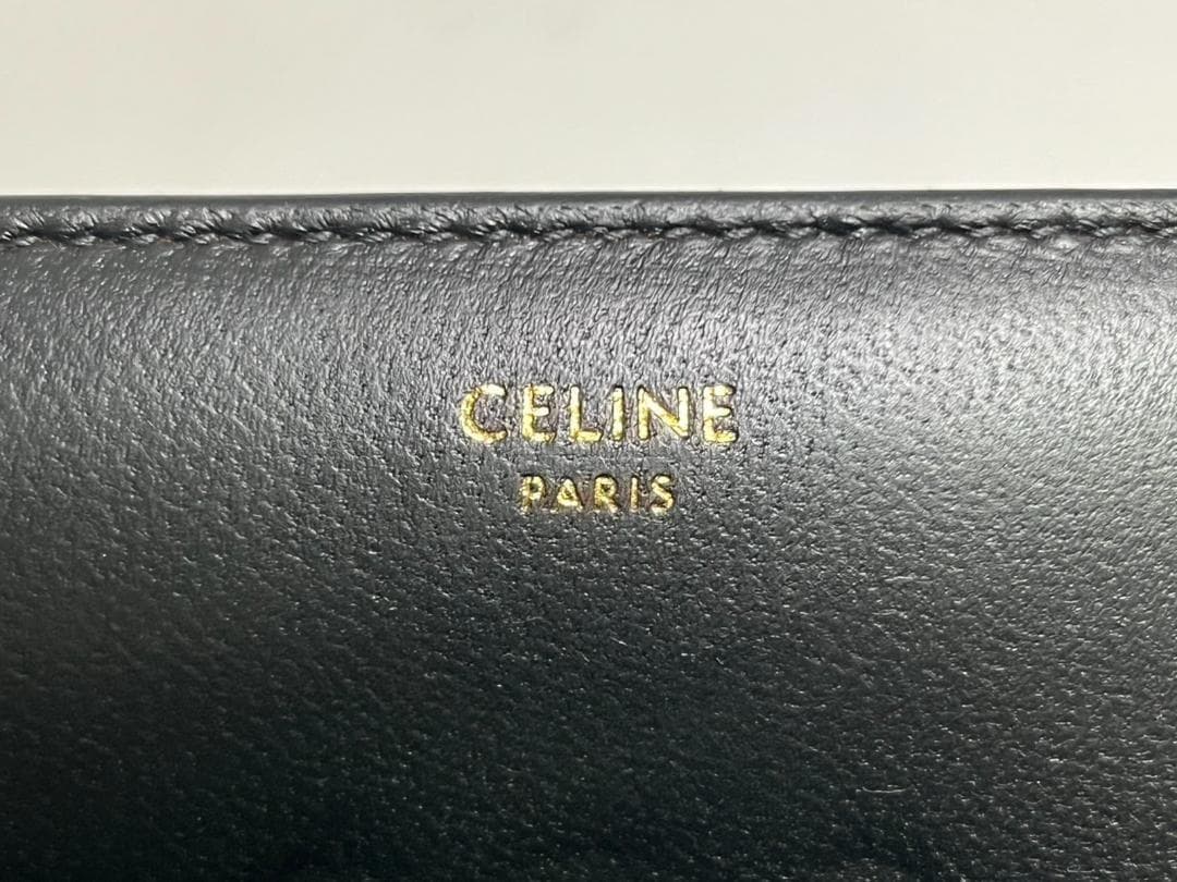 CELINE トリオンフ ブラック レザー 二つ折り財布