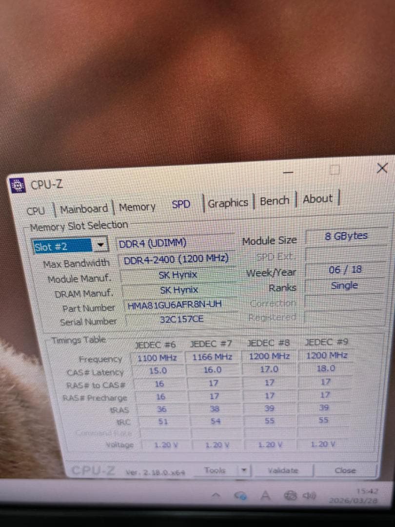 SK hynix DDR4-2400 8GB×2枚 計16GB