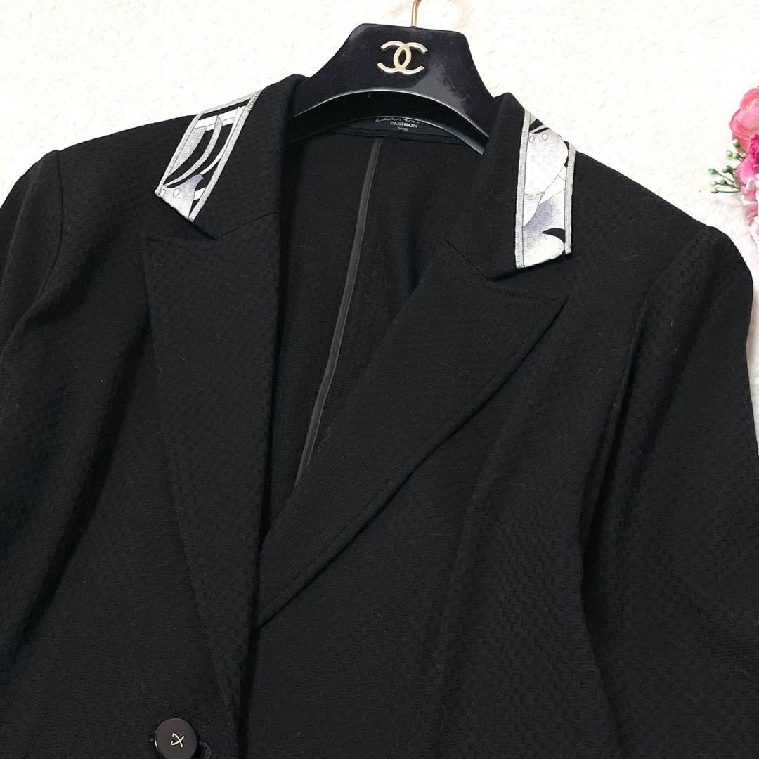 レオナール 花柄 ジャケット ブラック サイズM相当