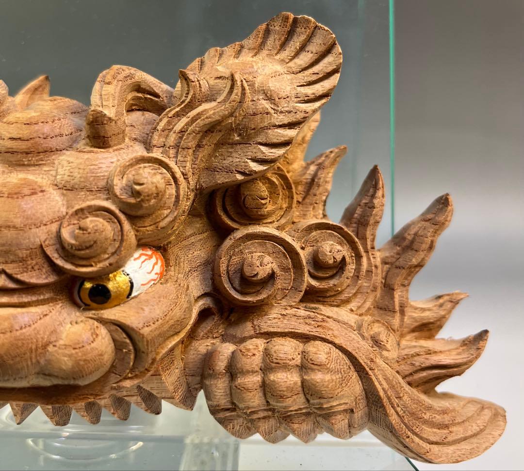 【木彫　獅噛】だんじり　魔除け　社寺彫刻　宮彫り　山車　悪疫を噛み砕く