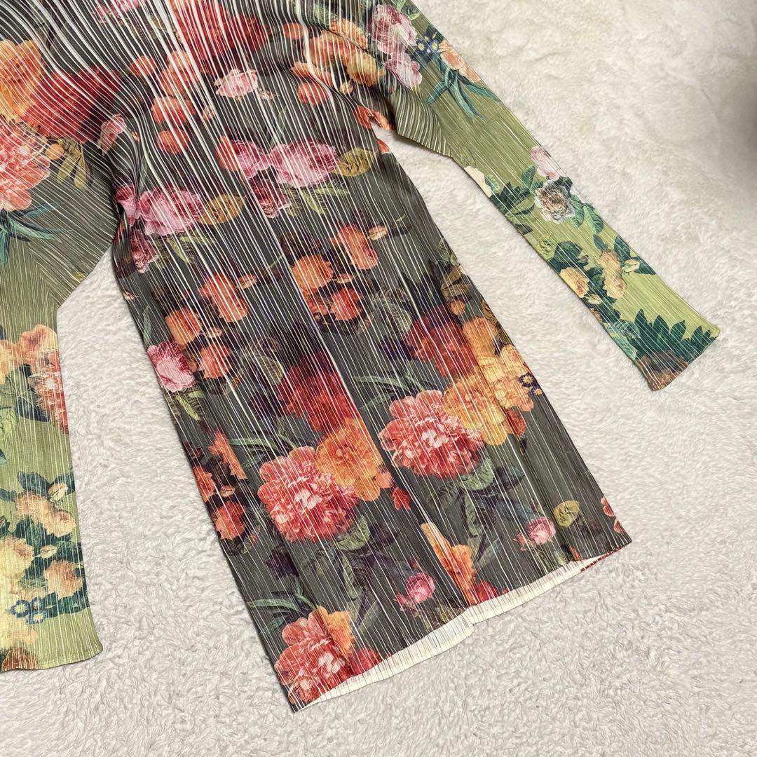 PLEATS PLEASE プリーツプリーズ カーディガン ロング 花柄 4