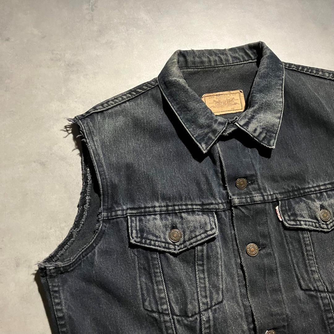 トップス 90s levis black denim vest jacket y2k