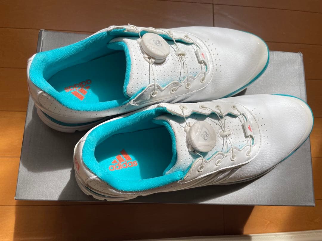 adidas ゴルフシューズ 24.5cm 女性用 ホワイト/ターコイズ
