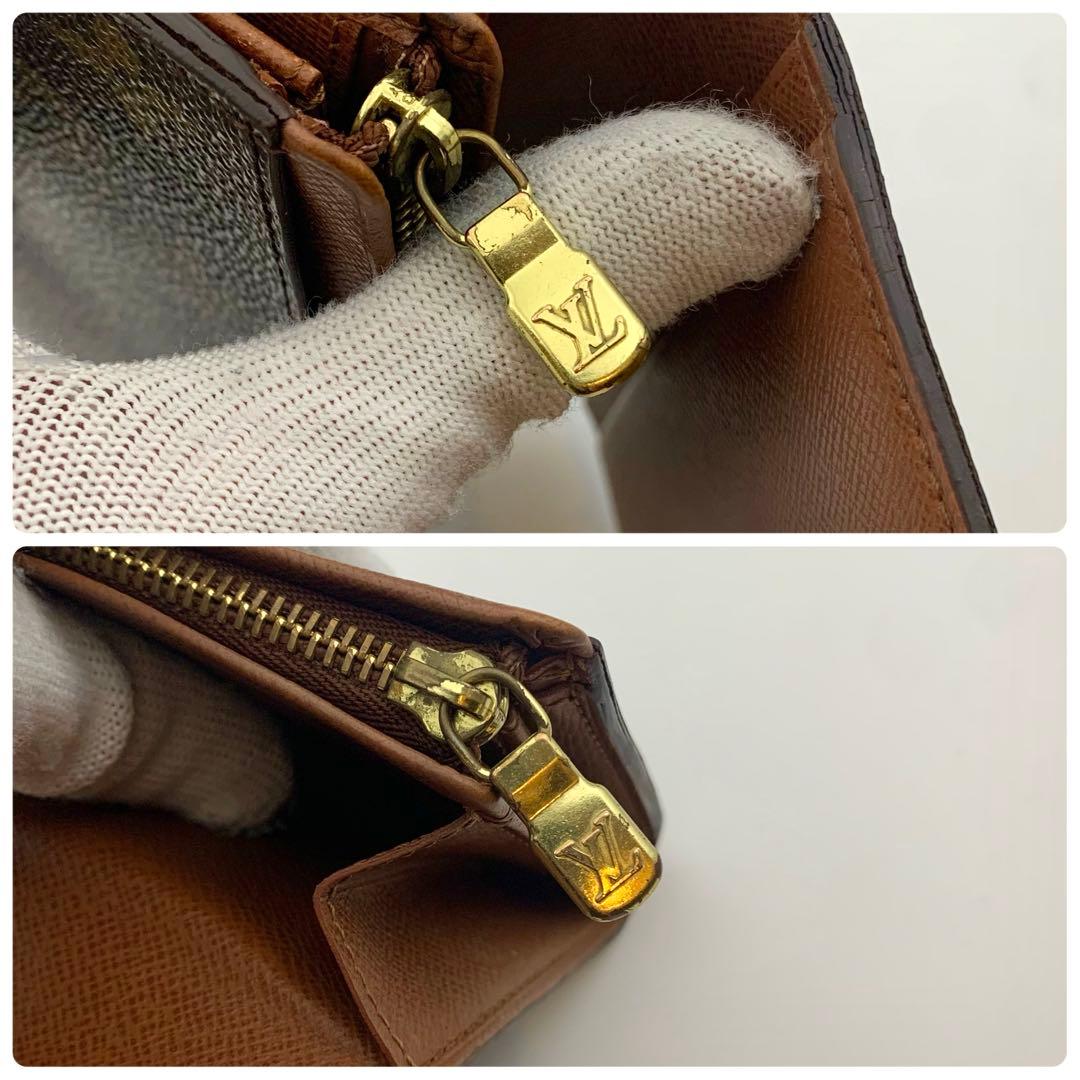鑑定済み ルイヴィトン ポルトモネ ビエ トレゾール 財布 茶 L字ファスナー
