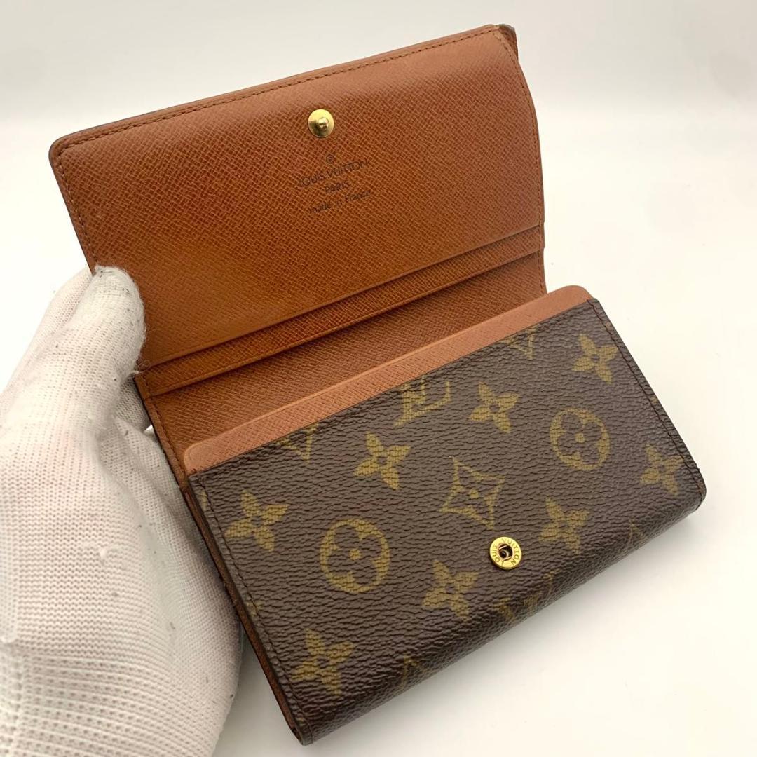 鑑定済み ルイヴィトン ポルトモネ ビエ トレゾール 財布 茶 L字ファスナー