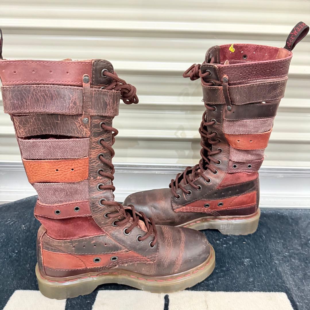 Dr.Martens 14ホール ロングブーツ UK4 23cm 本革 ベルト付