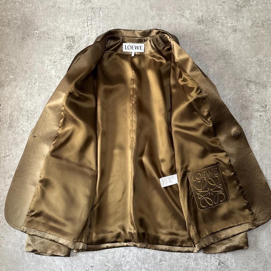 極美品 23AW ロエベ サテン ジャケット ブレザー コート 44 アナグラム