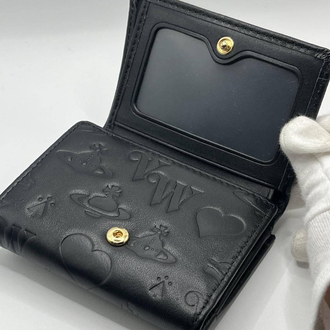 Vivienne Westwood 定番マット 折財布 黒 型押し 金 人気