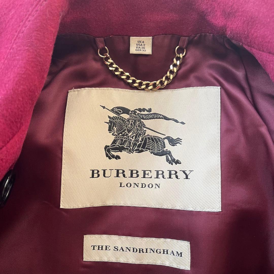 BURBERRY サンドリンガム カシミヤ100 ロングコート ラズベリー