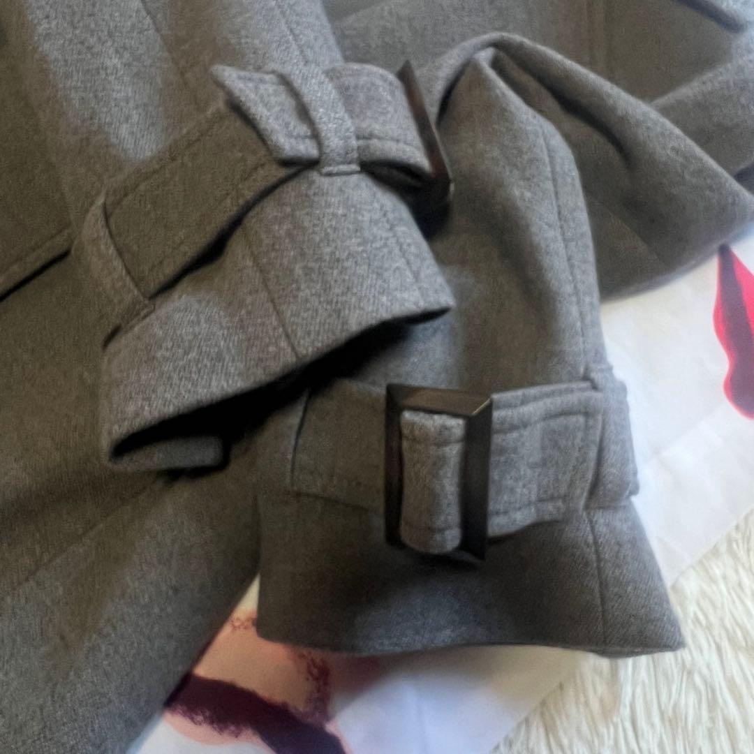 【美品】FOXEY ミドル丈コート グレー 38 襟 フォクシー M